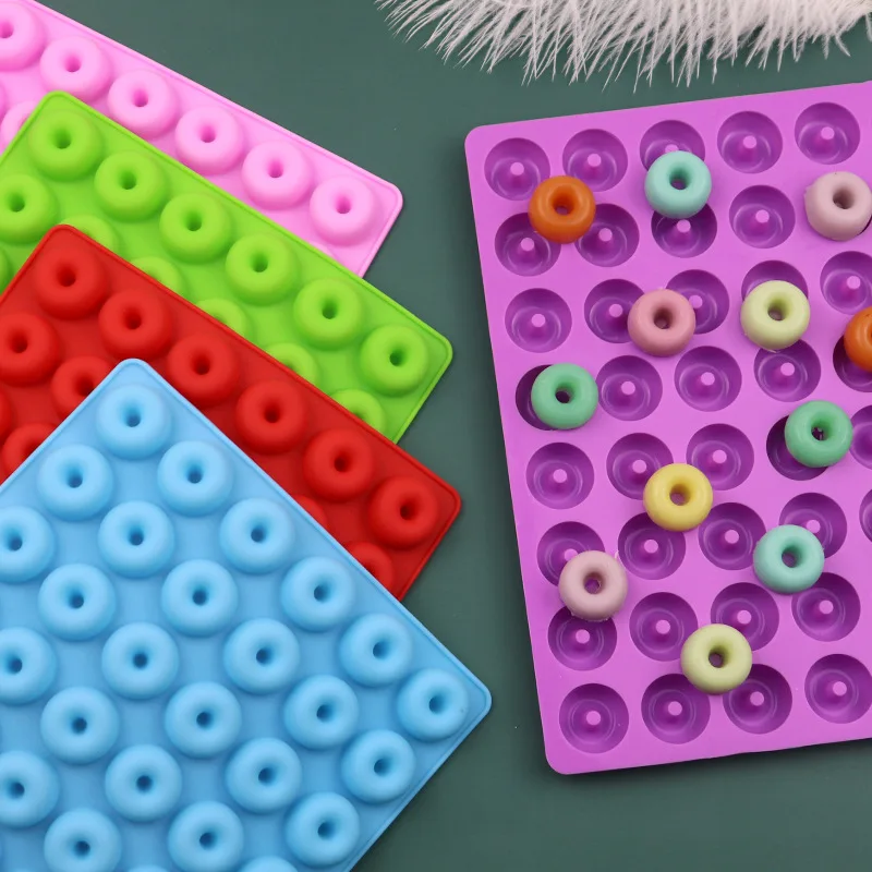 

DIY Multi-Use 48-Cavity Silicone Donuts Mold Fondant Cake Doughnut Shape Chocolate Candy Baking Decoration Tools Ice Block Make