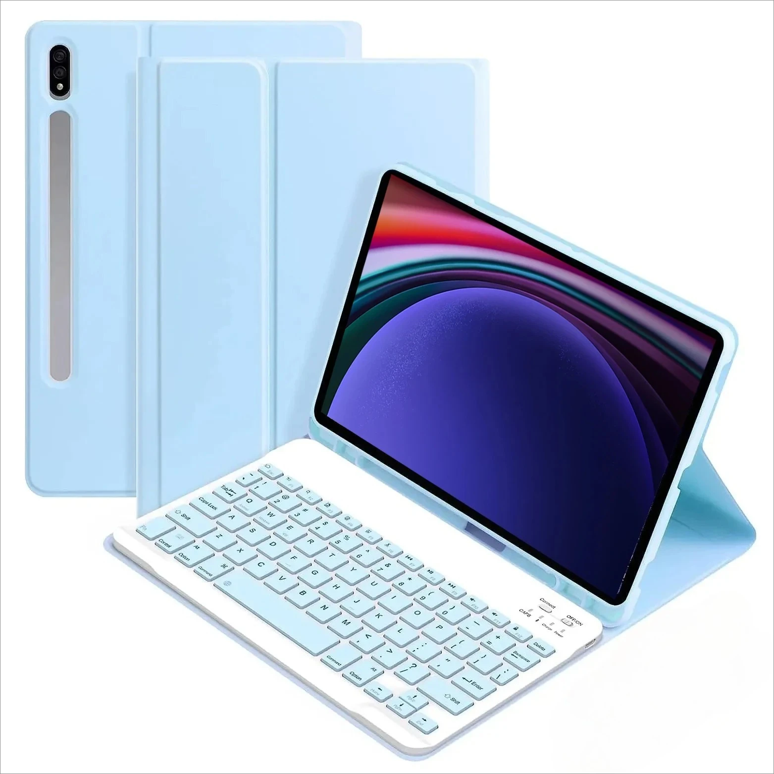 Wireless Bluetooth Keyboard with Leather Case Cover for 8.7-Inch Tablets (2023)