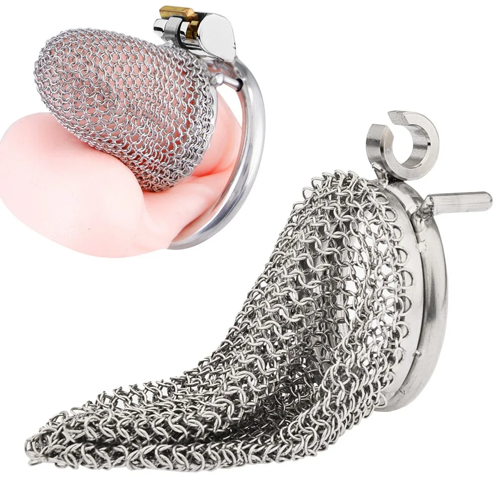 Stainless Steel Mesh Male Chastity Cage Smooth and Light Soft Armor Penis Urethral Lock Fetish Restrain Adult Sex Toys for Men