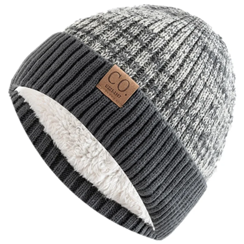 Hot Sale Featured Winter Warm Hats Fleece Lined  Color Mixing Beanie Cap For Men & Women Outdoor Classic Chic Knit Hat