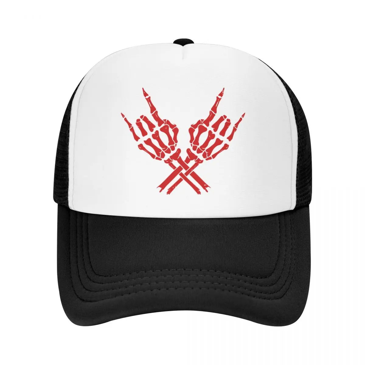 

Heavy Metal Skeleton Rock Hands Trucker Hat for Men Women Personalized Adjustable Adult Baseball Cap Hip Hop Snapback Caps