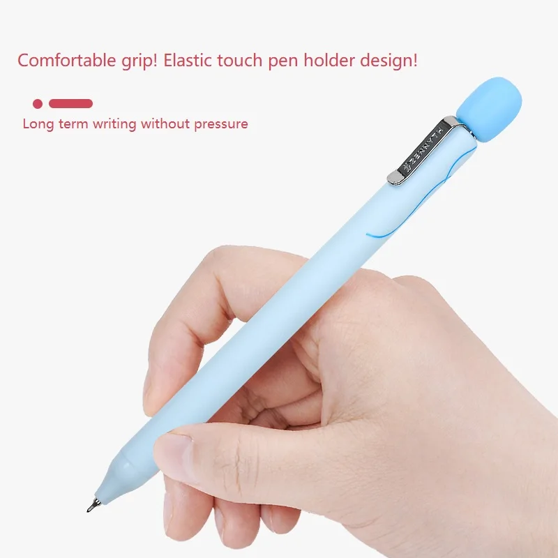 Kawaii 2 개/대 프레스 중립 펜 감압 편지지 0.5MM 빠른 건조 블랙 코어 편안한 그립 서명 펜 학생