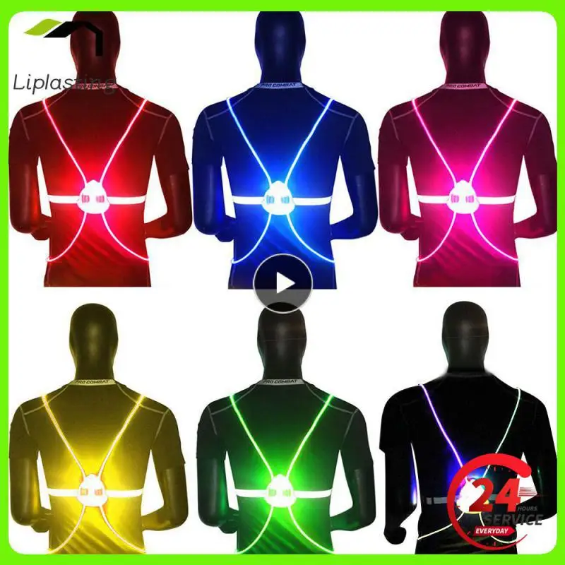 야간 야외 스포츠 LED 조끼, 360 반사, 높은 가시성 플래시, 안전 LED 광..