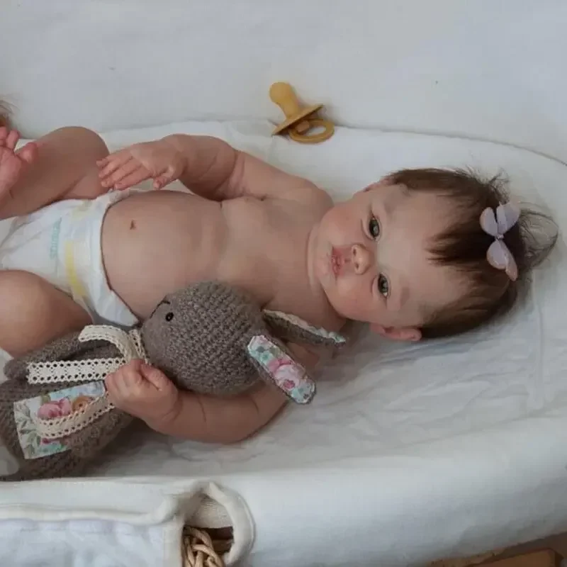 18inch Full body Vinyl Reborn Baby Doll Meadow Newborn Baby Size Real Picture Handmade Hand-root Hair Visible Veins