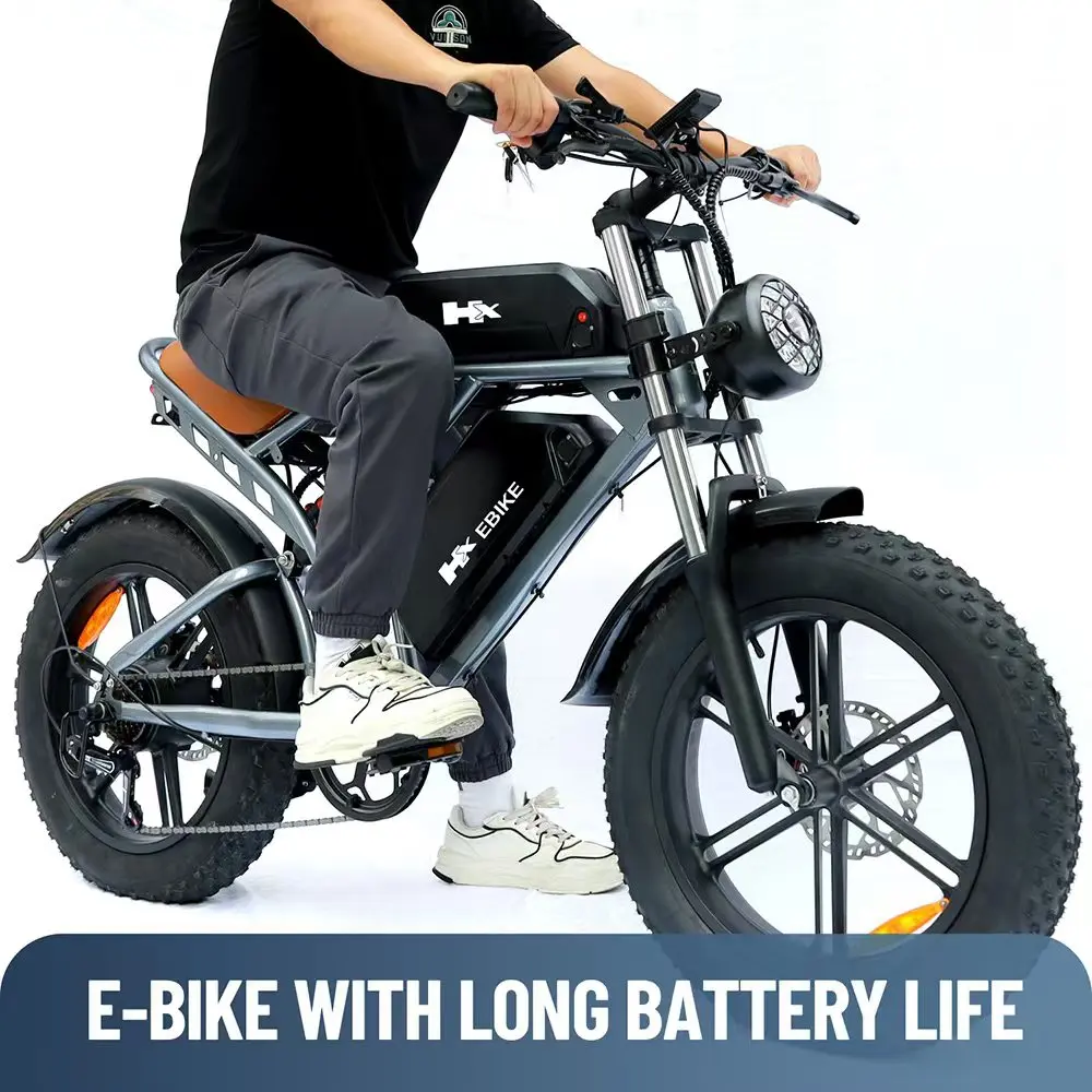 HX Q20 2000W Adult Electric Ebike 60AH 48V 57KM/H 20 inch Fat Tire 180KM Pure Electric Bicycle Off-road Cycling E Bikes