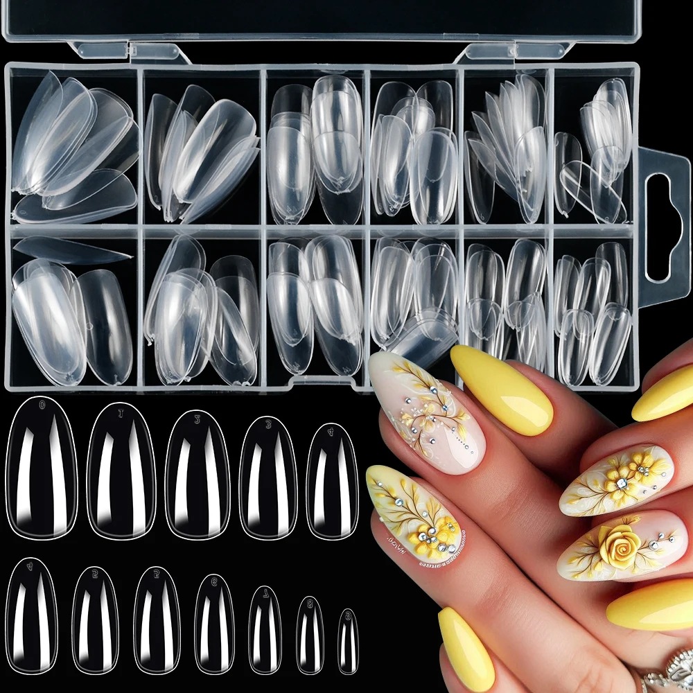120 Stück, 8 Stile, klare, weiche Gel-Nägel zum Aufdrücken, kurz, lang, quadratisch/oval/Kaffee, Flase-Nagel, 12 Größen, vollständige Abdeckung, künstliche Acrylspitzen – Detail 5