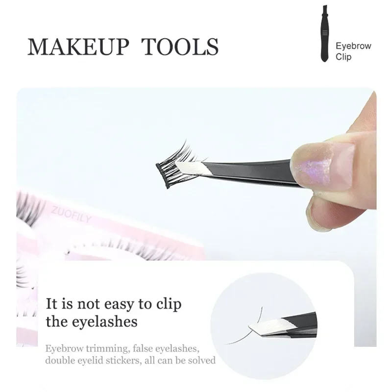 Double Eyelid Sticker Clip Stainless Steel EyebrowEyelashes Tweezers Makeup Tools Slant Tip Hair Removal Tweezers Beauty Tools