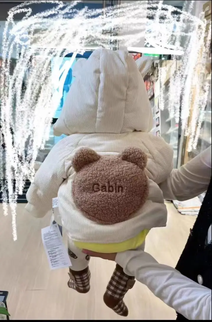 Children's Cartoon Cotton Jacket New Boys' and Girls' Hooded Cotton Jacket for Infants and Toddlers Coat Autumn Winter
