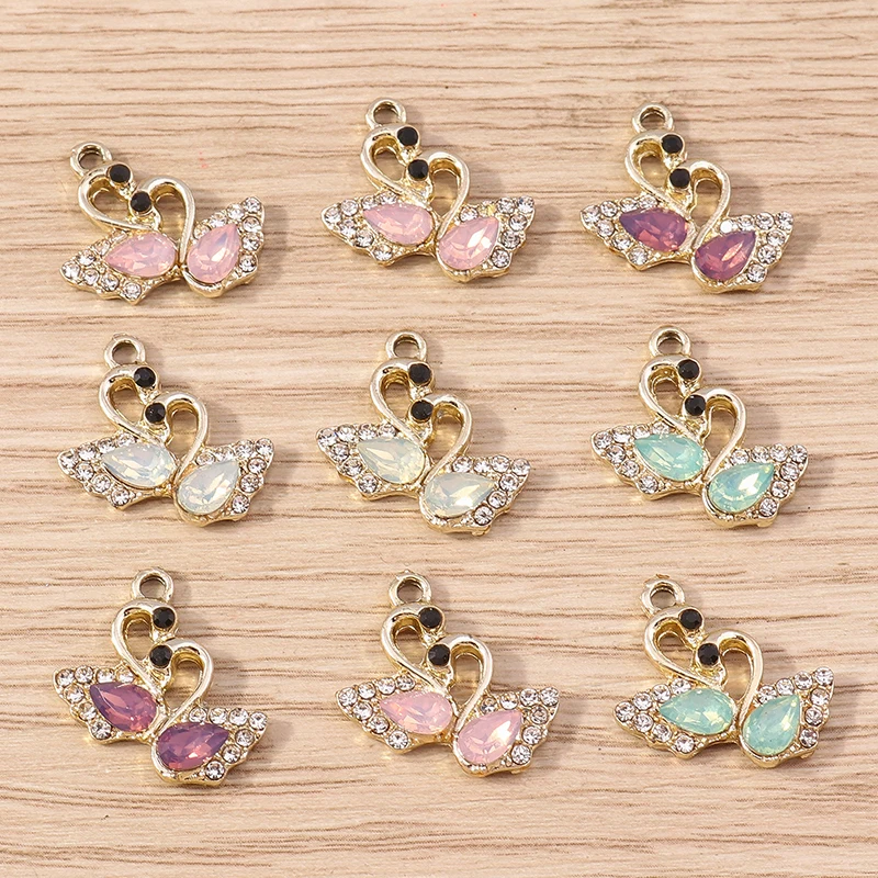 

10pcs 17x19mm Elegant Crystal Swan Charms Pendants for Jewelry Making Drop Earrings Necklace Bracelets DIY Handmade Crafts Gifts