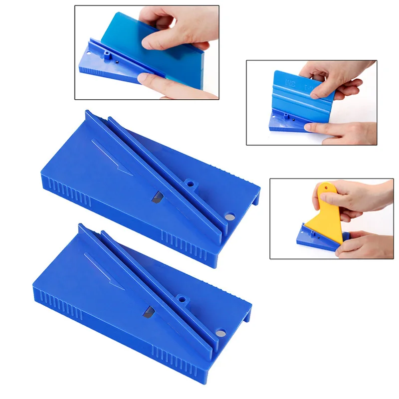 Car Wrapping Tools Wrap Plastic Squeegee Trimmer Hard Card Scraper Sharpening Tool Skiving Knife Cutter Window Tinting Tool Skiving Sharpener