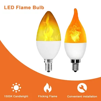 E14 LED Flame Effect Bulbs 9W (2 Pcs, AC85–265V) 1