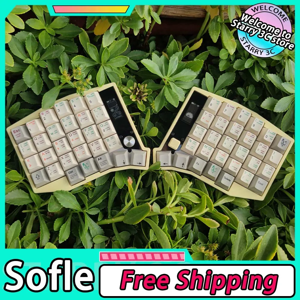 Sofle キーボード 無線 ZMK 黄軸 レトロ Sofle-J MX ZMK Wireless Keyboard with 5-way Switch and Knob