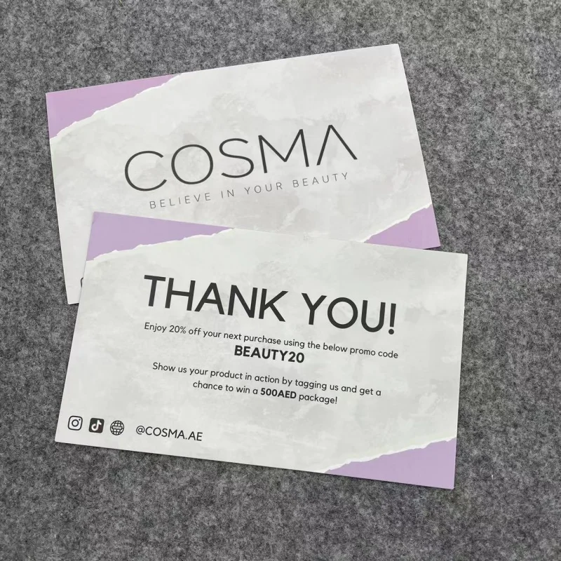 Customized.product.High Quality Personalized Printing Thick Holographic Embossed Thank You Card For Small Business