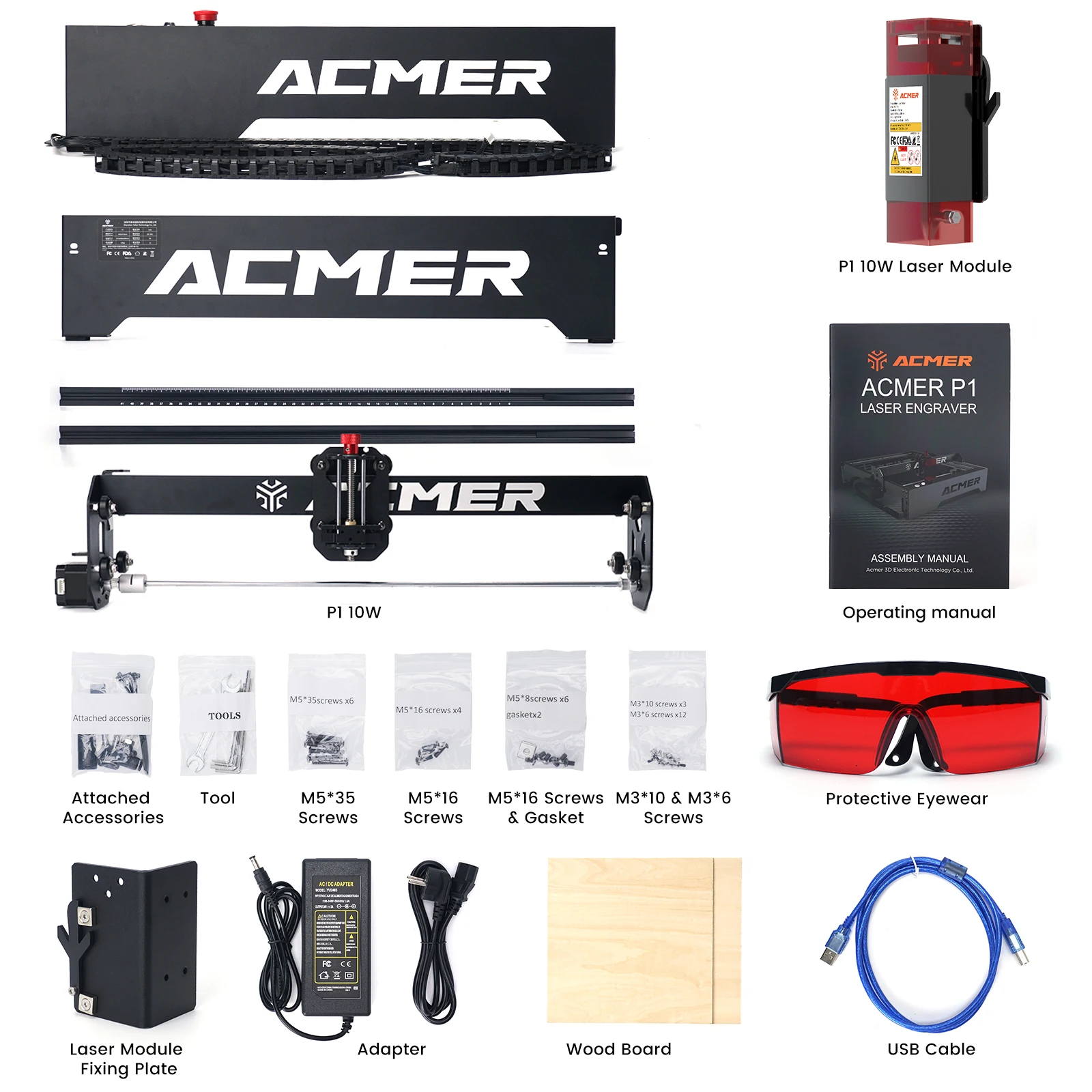 ACMER P1 10W Blaue Lasergravurmaschine Mit 10W Laserkopf Lasergravur-Schneidegerät Holzbearbeitungswerkzeuge CNC Blaulicht-Lasermodul – Detail 12