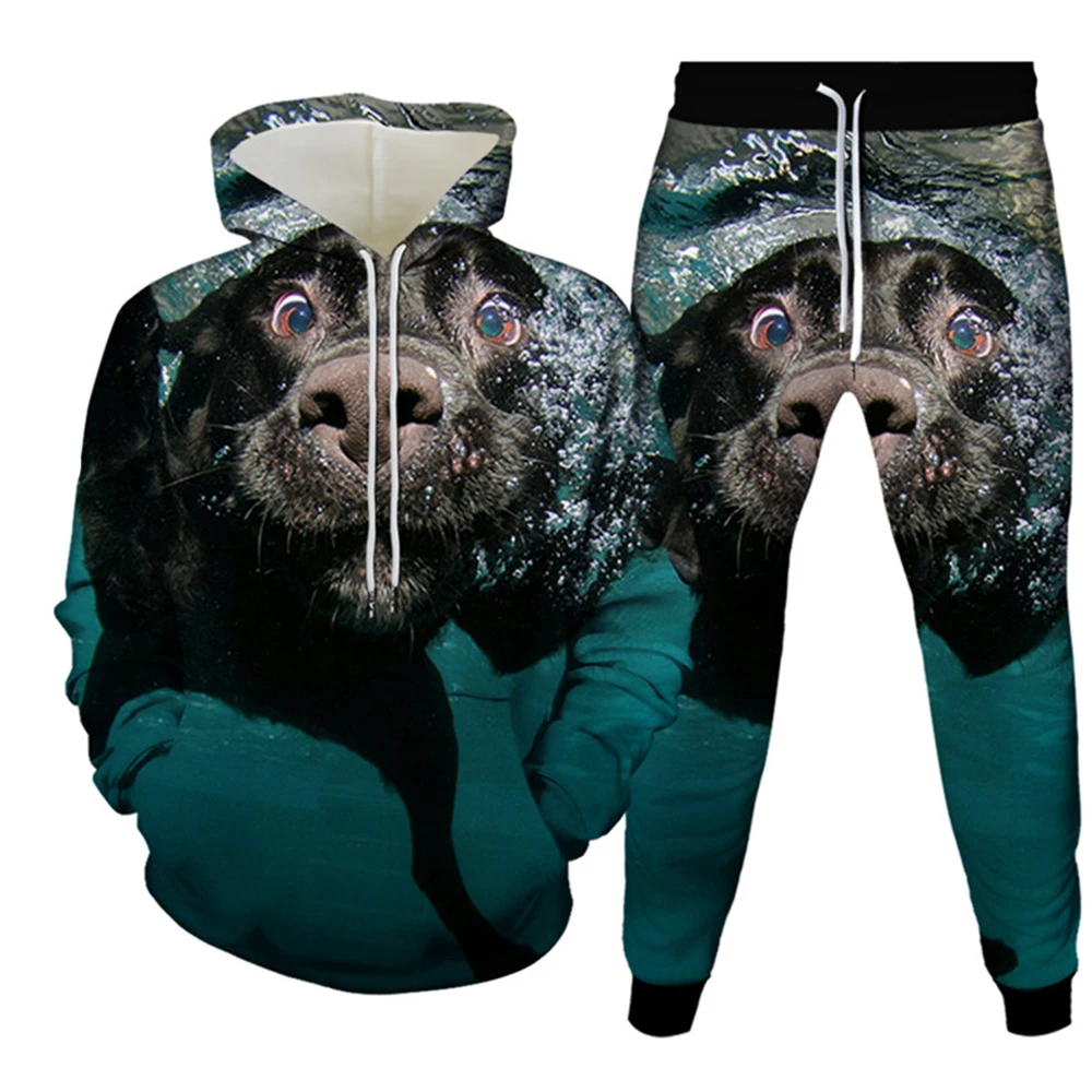 Lovely Animal Funny Dog 3D Print Men's Tracksuit Sets Casual Hoodie And Pants 2pcs Sets Oversized Pullover Fashion Men Clothing
