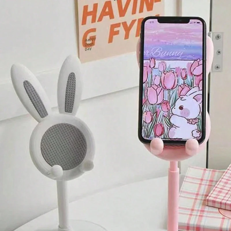 1 Cartoon Rabbit Shaped Adjustable Desktop Phone, Tablet, Foldable Stand, Convenient and Practical Home Dormitory  Item