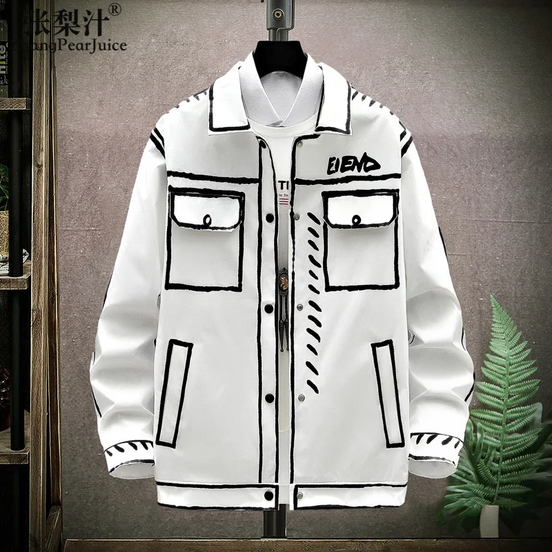 

New Men's Fashion INS Korean Fashion Jacket Loose Casual Top White Men's Steampunk Jackets Vintage Coat Performance Costume