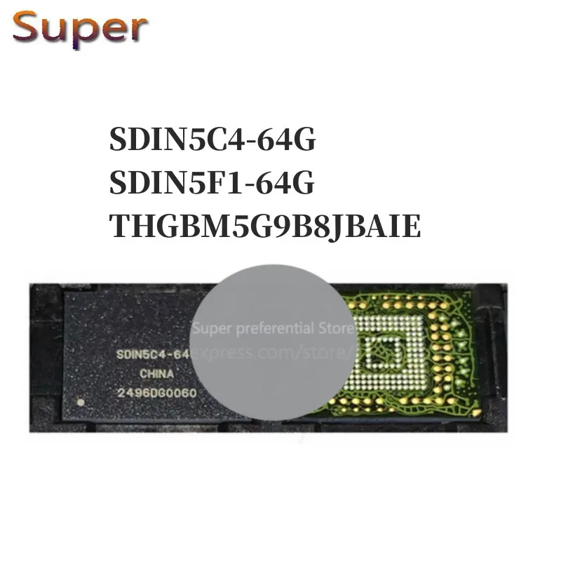 

5PCS SDIN5C4-64G SDIN5F1-64G THGBM5G9B8JBAIE BGA169 EMMC 64GB