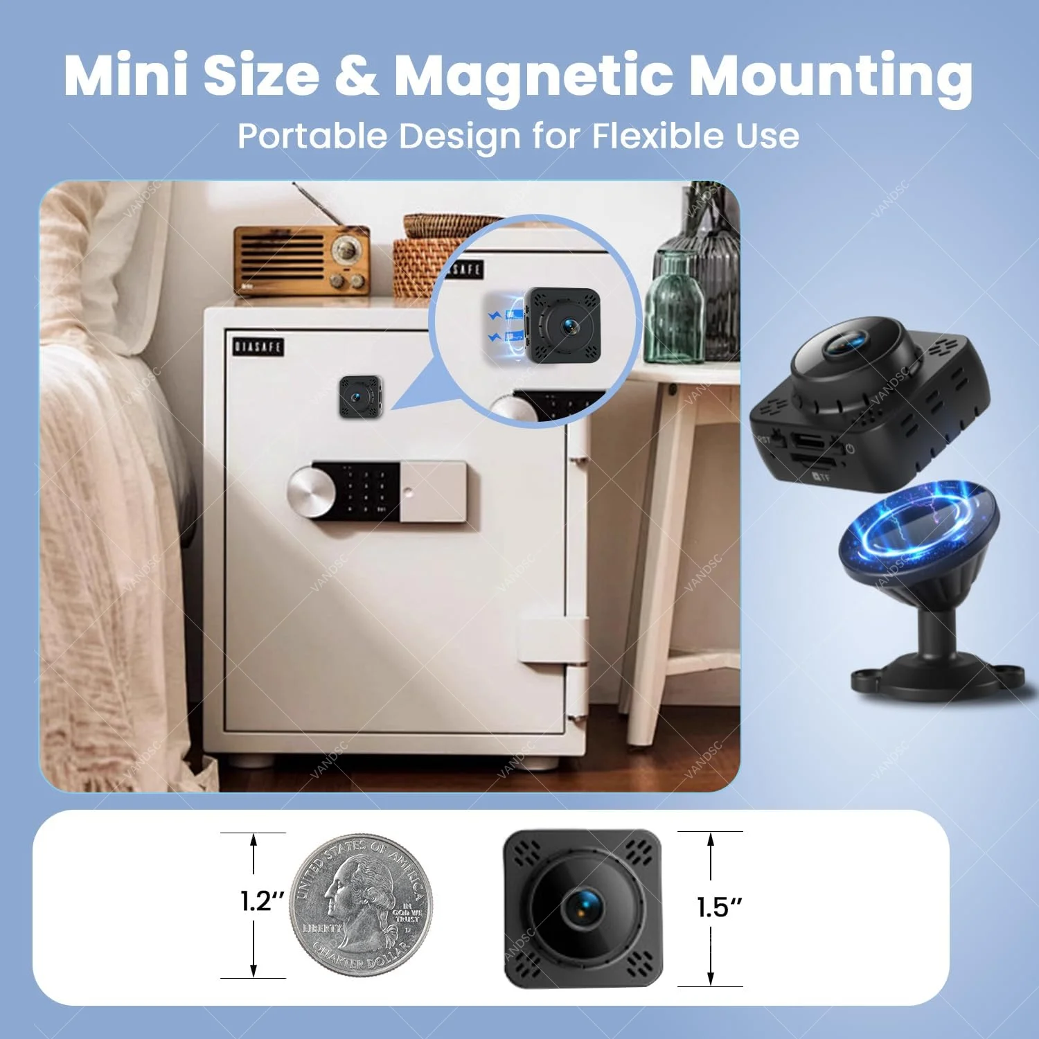 Mini Wifi Nanny Camera Wireless 4K Security Camera WiFi/No WiFi Use Cloud & SD Storage Nanny Pet Baby Monitor with Magnetic Base 2
