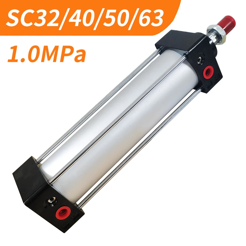 SC 32 40 50 63 Bore Pneumatic Air กระบอกลูกสูบ50 75 100 150 200 300 400 500 600 800 1000Mm จังหวะ Double Acting กระบอกสูบ 1