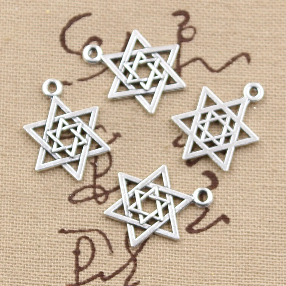 30 stücke Charms Stern Von David Schild 22x16mm Antike Bronze Silber Farbe Anhänger DIY, Die Entdeckungen Handmade tibetischen Schmuck