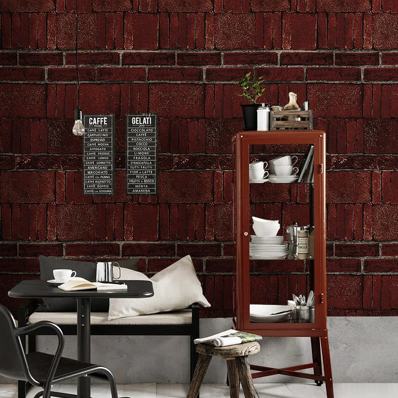 Industrial Style Red Brick Wallpaper Bar Living Room Cafe Restaurant Clothing Store Hot Pot Shop Wallpaper Retro Plain Фотообои фотообои флизелиновые 3d flizetto пиратский корабль 200х270