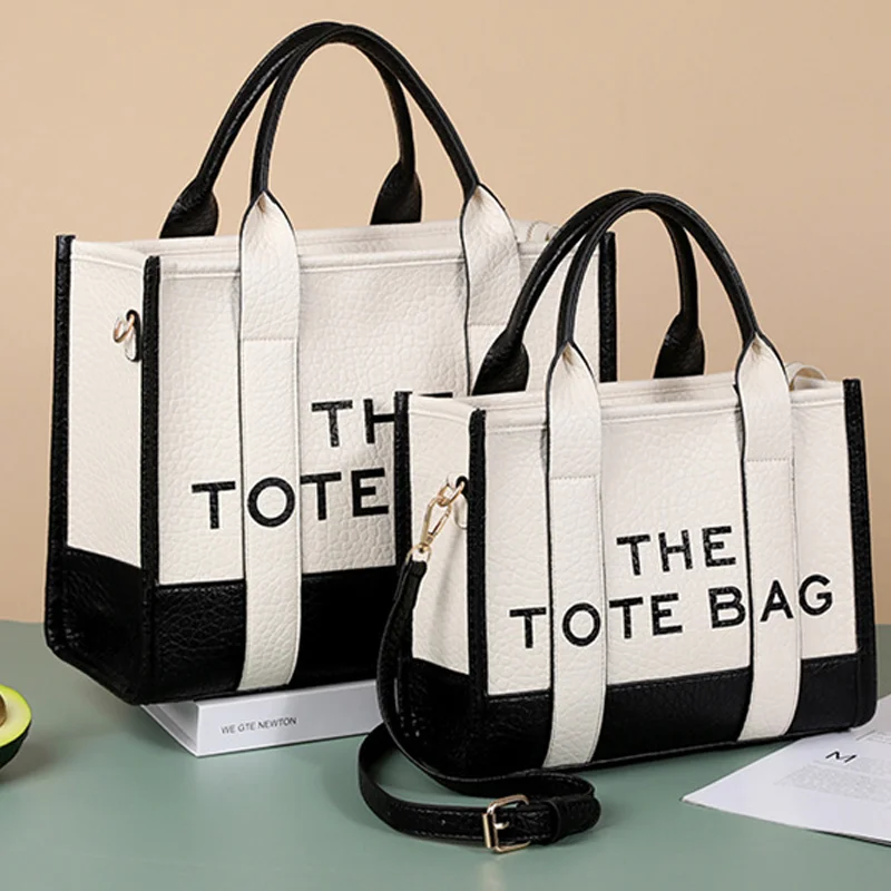 

WINNIE 2023 New Dual-color PU Letter Bag Women's Bag One-shoulder Cross-body Portable Tote Bag Luxury Woman Exact Replica Bags