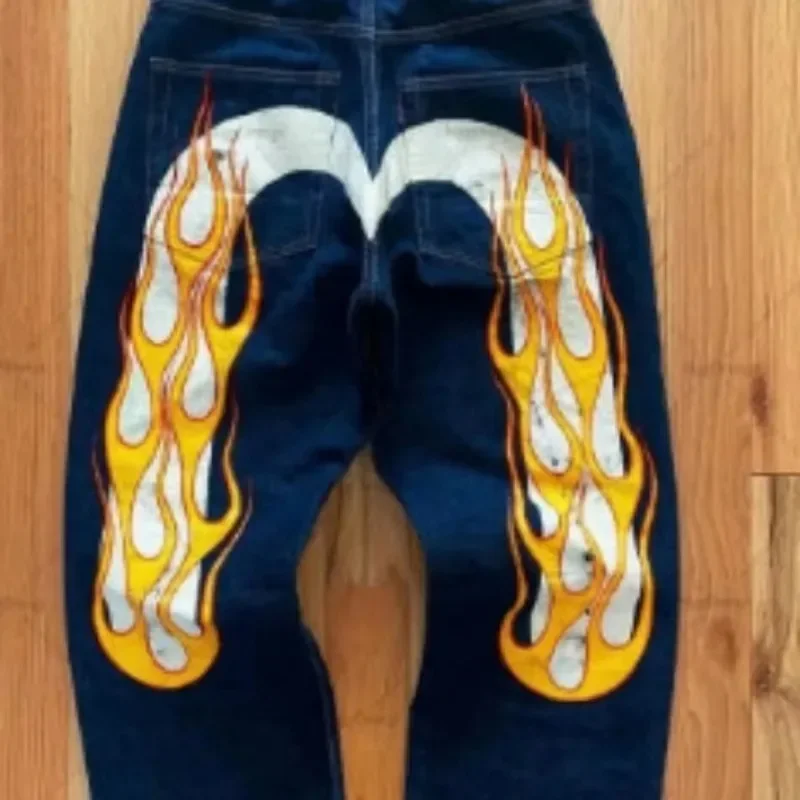 Long Pants Male Pants New Spring Autumn High Street Fashion Big M Printed Fashion Jeans Trousers Loose Straight Leg Men Casual 4