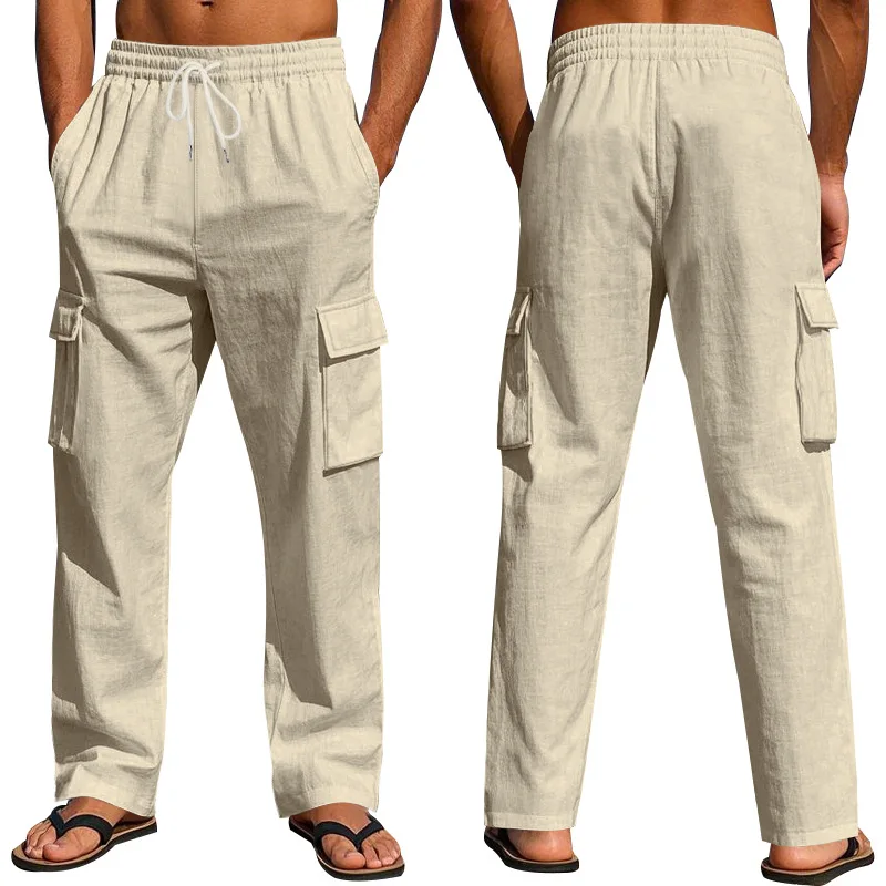 Mens Casual Drawstring Elastic Waist Pants