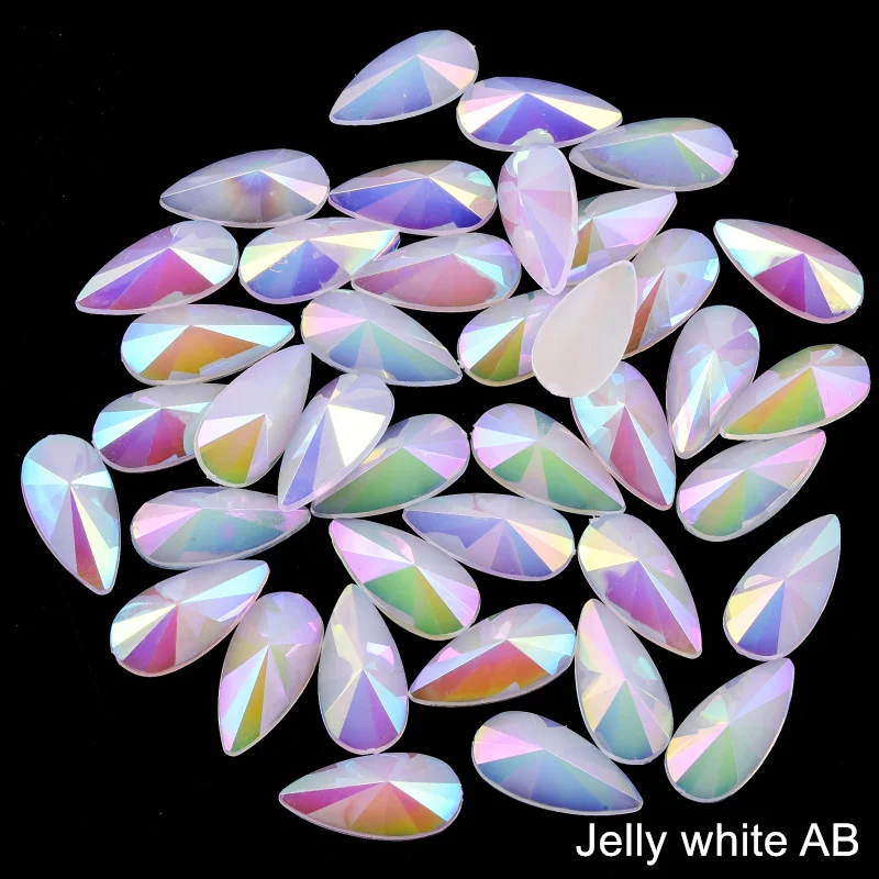 50pcs Teardrop Acrylic Non Hotfix Rhinestones Glitter Nails Crystals Diamond Strass for u&ntilde;as Nail Charms Nail Art Decorations B3