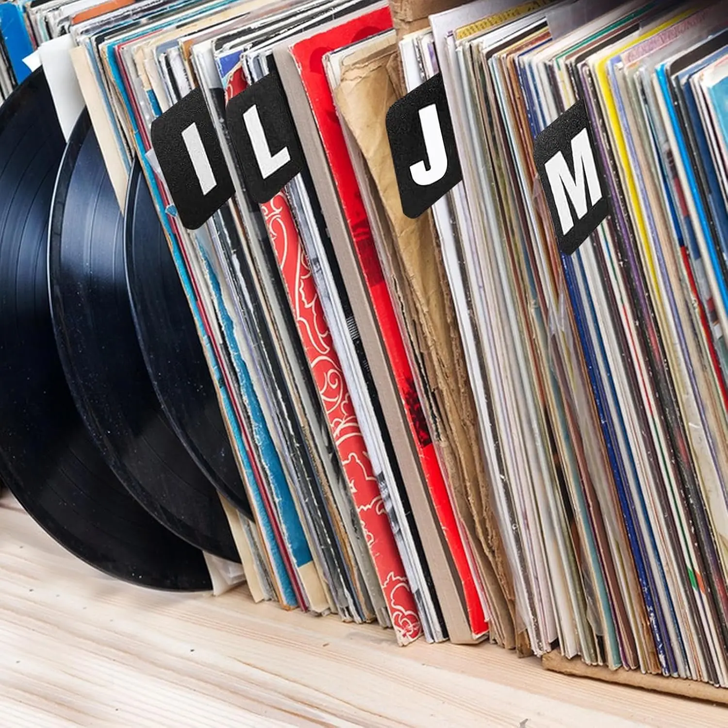 26 Pcs Acrylic Vinyl Record Dividers, A-Z DVD Organizer Dividers, File Dividers with Alphabet Tabs, Cd Record Index Card - 5