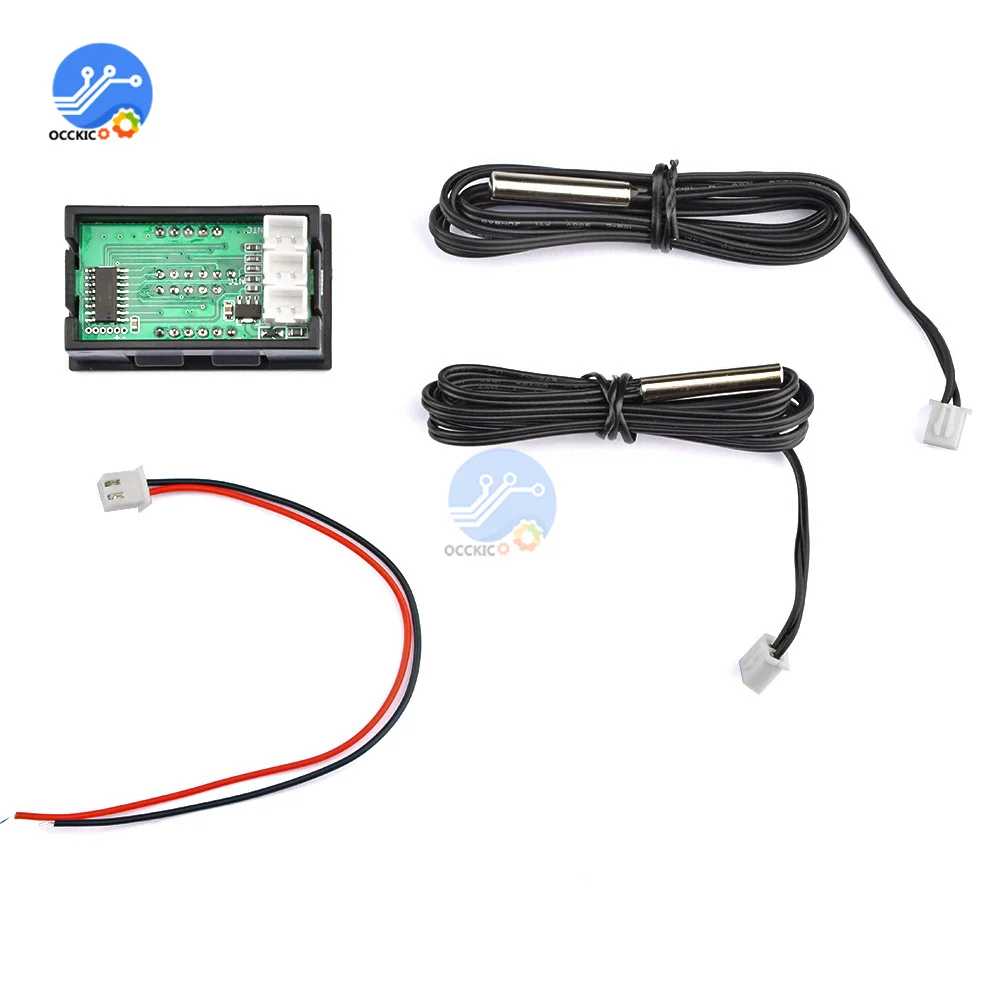 Temperature Humidity Sensor Temperature Humidity Meter Infrared Thermometer Mini Dual Display Digital Thermometer W/ Dual NTC Waterproof Metal Probe Temperature Sensor Tester for Car Room Indoor 4V-28V