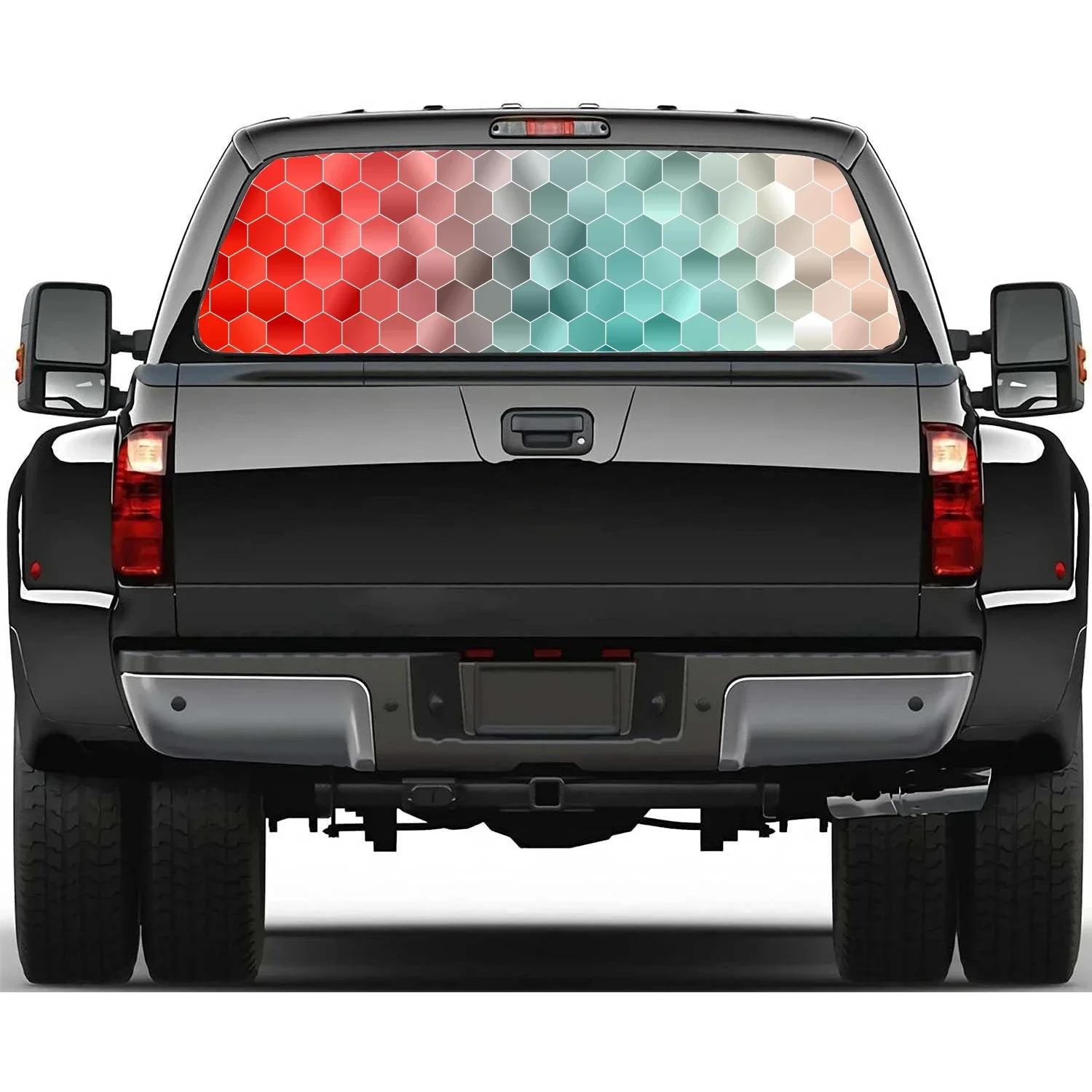 

Abstract Stripped Hexagon Rear Window Decal Fit Pickup,Truck,Car Universal See Through Perforated Back Windows Vinyl Sticker