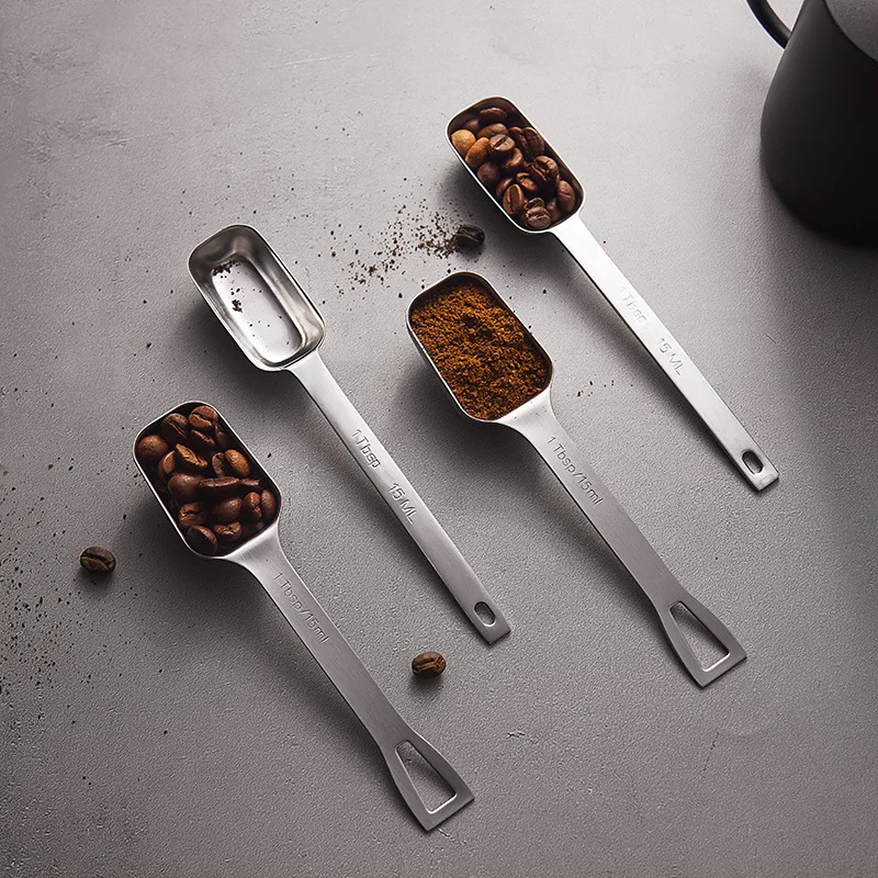 Coffee Measuring Scoop Stainless Steel Coffee Bean Powder Measuring Spoon Household Baking Spoon Long Handled