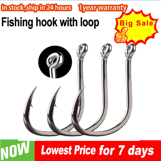 50pcs/lot Sharp Long Shank Barbed Fishing Hook Sea Worm Carp Single Circle  Hook Set Fishing Accessories Anti-rust Fishhooks