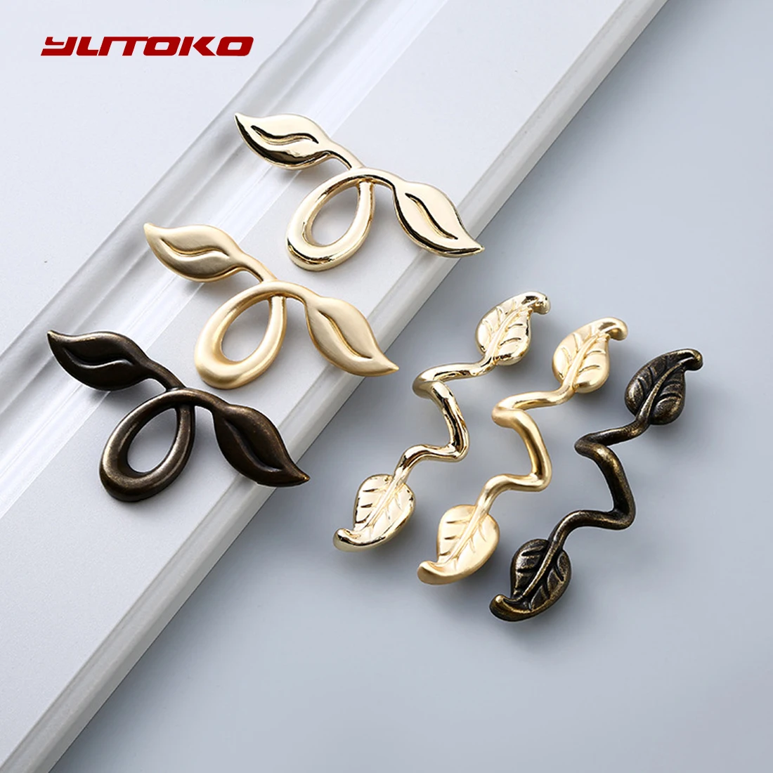 

YUTOKO New zinc alloy handles Retro leaf cabinet pulls Creative drawer pulls Furniture closet door pulls Hardware Leaf Cabinet