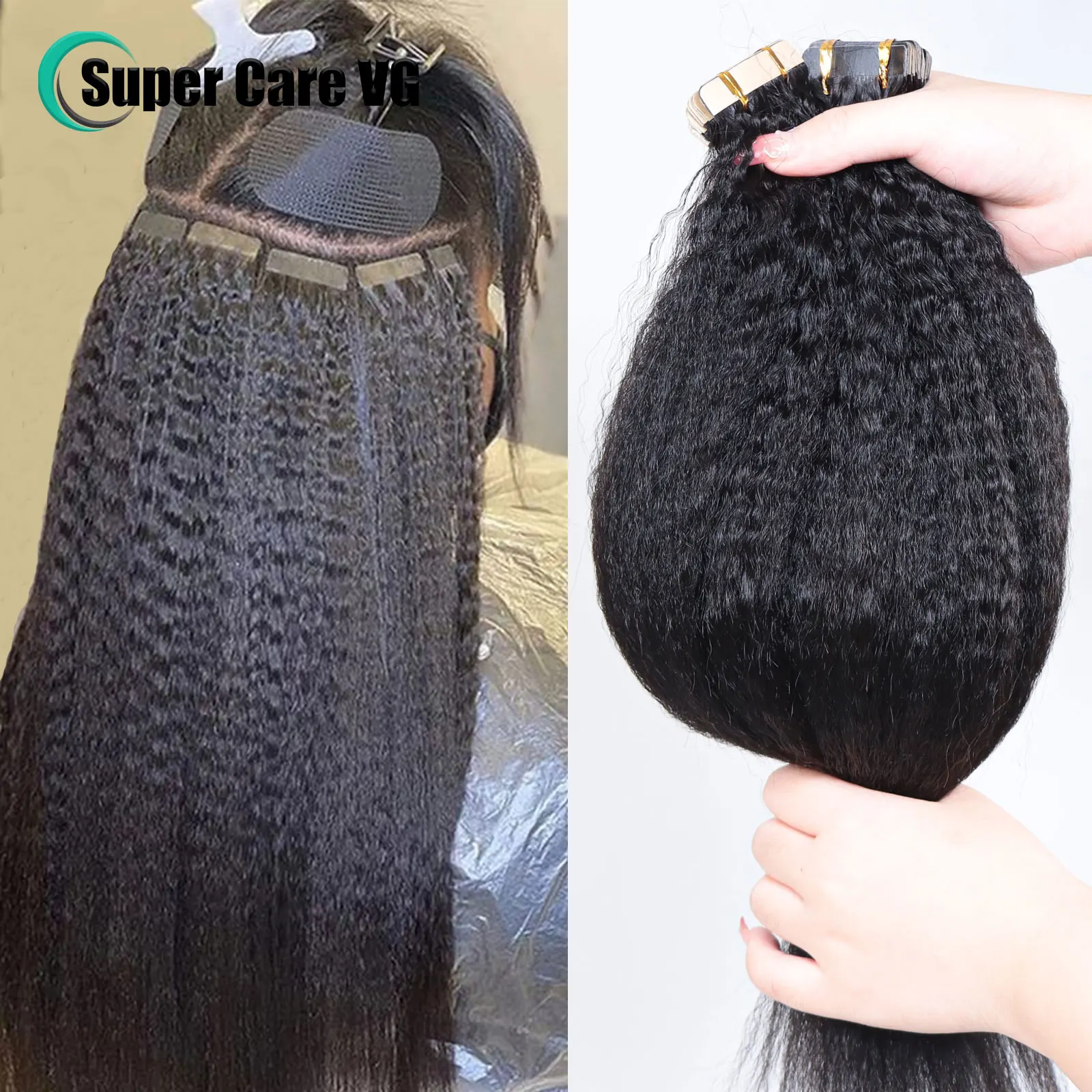 20pcs Kinky Straight Tape In Hair Extensions Human Hair For Black Women Kinky Curly Double Drawn Tape Ins Brazilian Remy
