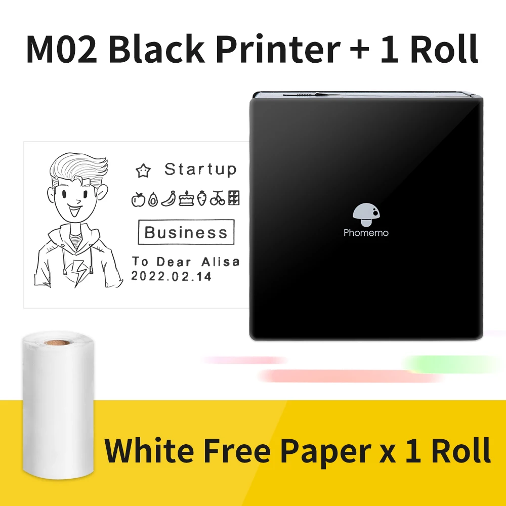 Phomemo M02 Portable Thermal Printer Pocket Mini Label Sticker Maker Wireless Connections Photo Printer BPA-Free Adhesive Paper mini sprocket printer Printers