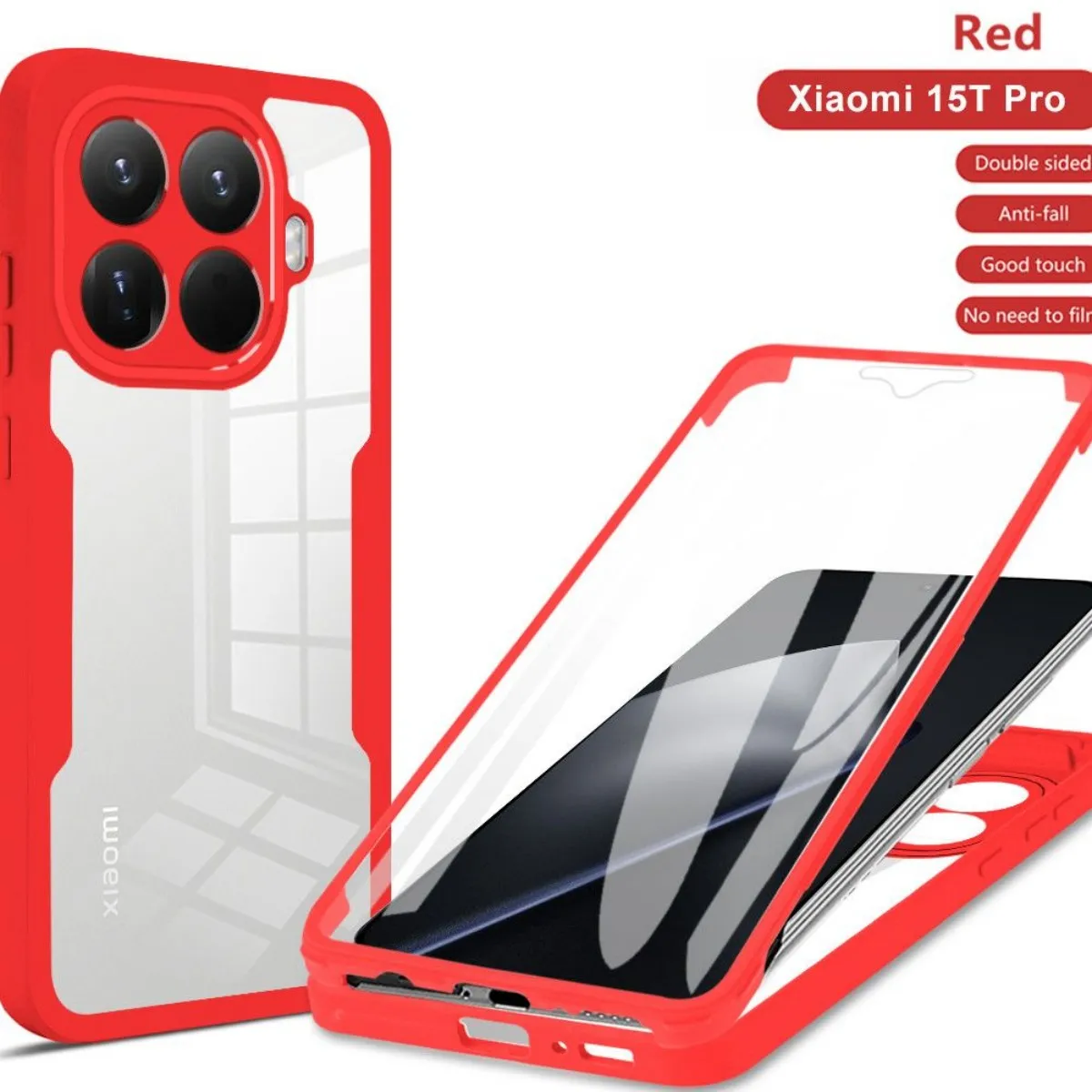 360° Shockproof Phone Case with Built-in Screen Protector and Transparent Back