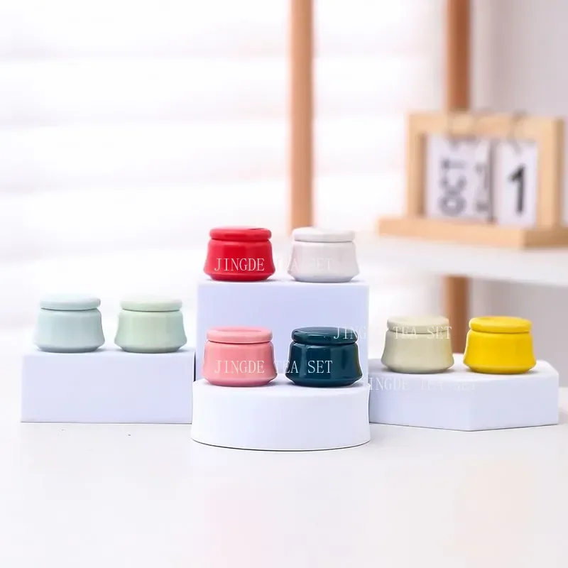 Creativity Ceramics Tea Caddy Tieguanyin Storage Tank Portable Travel Tea Box Sealed Coffee Powder Tea Jar Spice Organizer