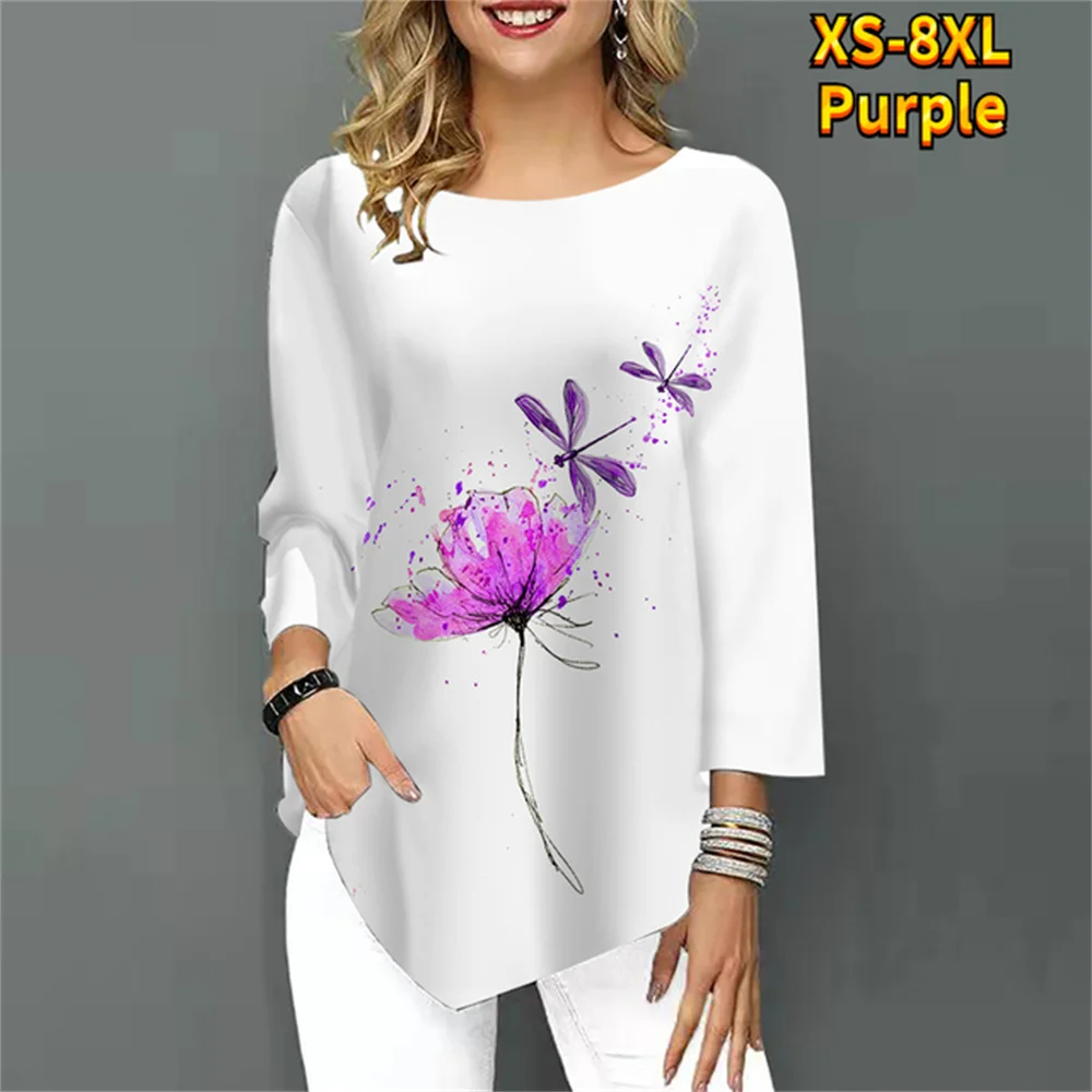 

2023Women New Butterfly Printing T-Shirt Long SleeveTops Female Loose Ladies Fashion Y2k Clothes Leisure Outdoor Street Clothing