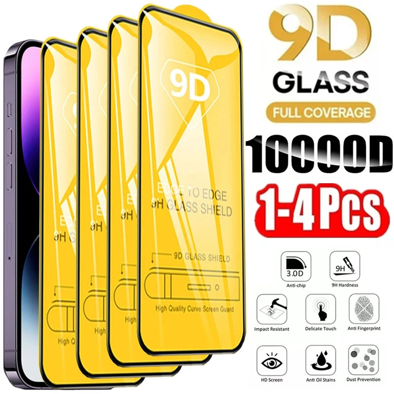 9D Displayschutzfolien aus gehärtetem Glas für iPhone 17 18 Pro Max 16 16e 15 14 13 12 11 Schutzglas für iPhone X XR XS 7 8 Plus