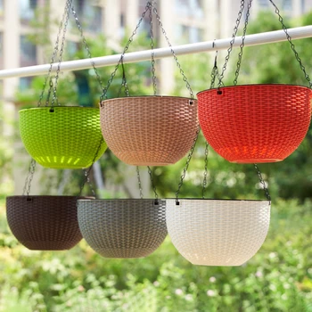 Pot de fleur suspendu en Imitation rotin, motif nid d'abeille de Style européen, Pot suspendu en plastique, panier suspendu d'intérieur 1