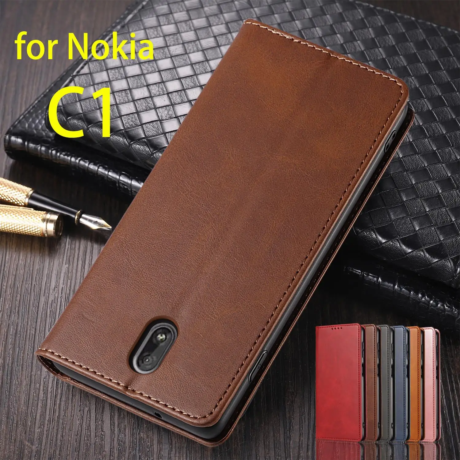 

Leather Case for Nokia C1 Card Holder Holster Magnetic Attraction Cover Wallet Flip Case for Nokia C 1 Capa Fundas Coque