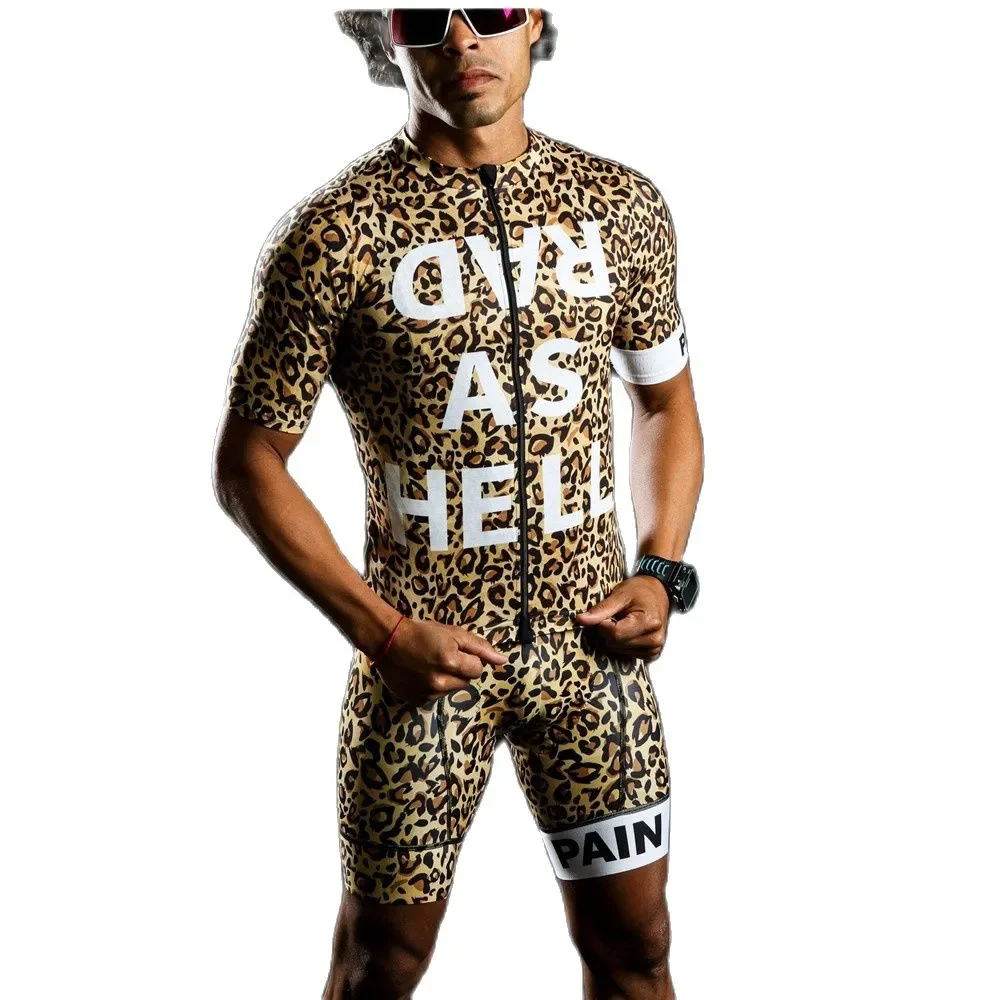 

De Pijn Luipaard Persoonlijkheid Mannen Zomer Fietsen Jersey Set Bib Shorts Mtb Road Fietsen Quick Dry Shirt Set Maillot
