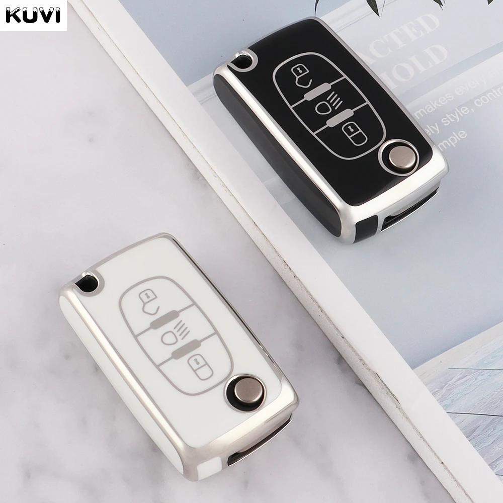Key Case TPU Flip Remote Car For Citroen C2 C3 C4 C5 C6 Xsara Berlingo For Peugeot 207 307 308 407 607 807 Protector Fob