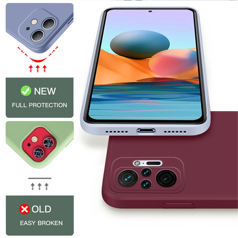 الأصلي مربع السائل سيليكون الحال بالنسبة شاومي Redmi نوت 10 برو غطاء Redmi 10 Redmi نوت 10 10s نوت 10 برو ماكس 4G ماتي