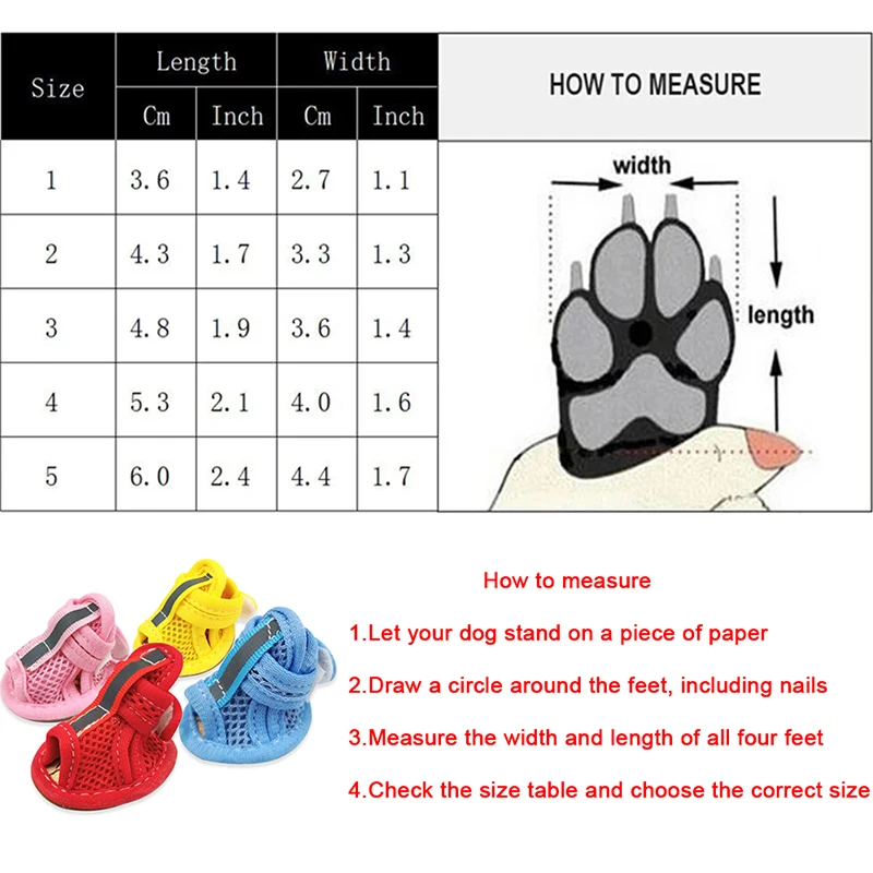 Title 1, 4PCS/Set Non-slip Summer Cool Dog Shoes Breatha...