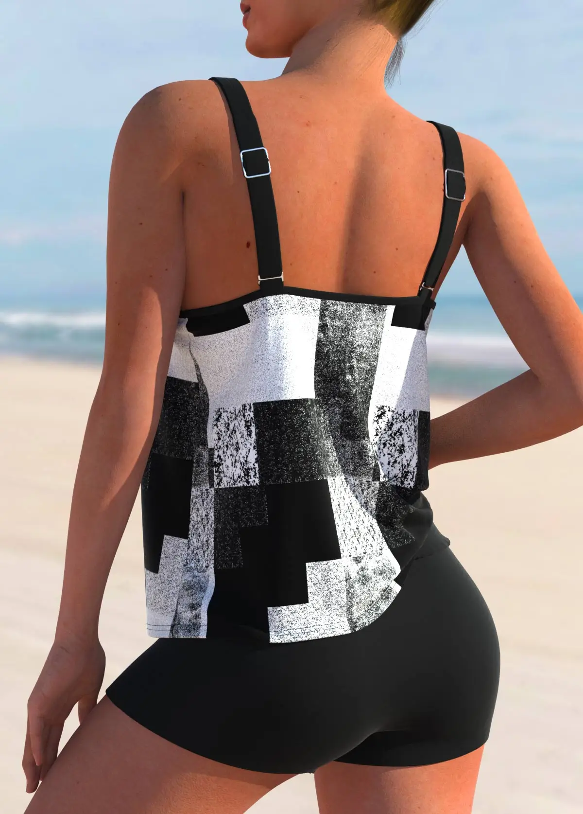 2023 Summer Two Piece Swimwear Sexy Monokini Women's Fashion Print Tankni High Waist Bathing Suit Female Beachwear Swimwear