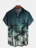Summer Seaside Shirt For Men Women With Plant Palm Tree Pattern Print Design Short Sleeve Fashion Shirt Button Up Versatile Top 1